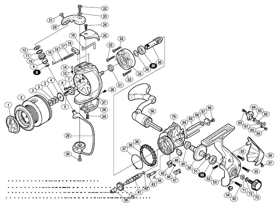 Кинематические схемы катушек shimano